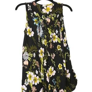 7 Islands Flowy Sleeveless Tank Tie Front Hawaiian Shirt Floral Tank